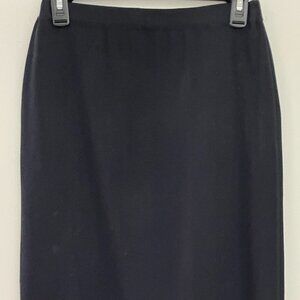 Ming Wang Midi Pencil Skirt Ruffle Hem Acrylic Knit Black Womens Size PXS